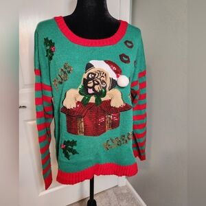 Holiday Pug Sweater - Green and Red